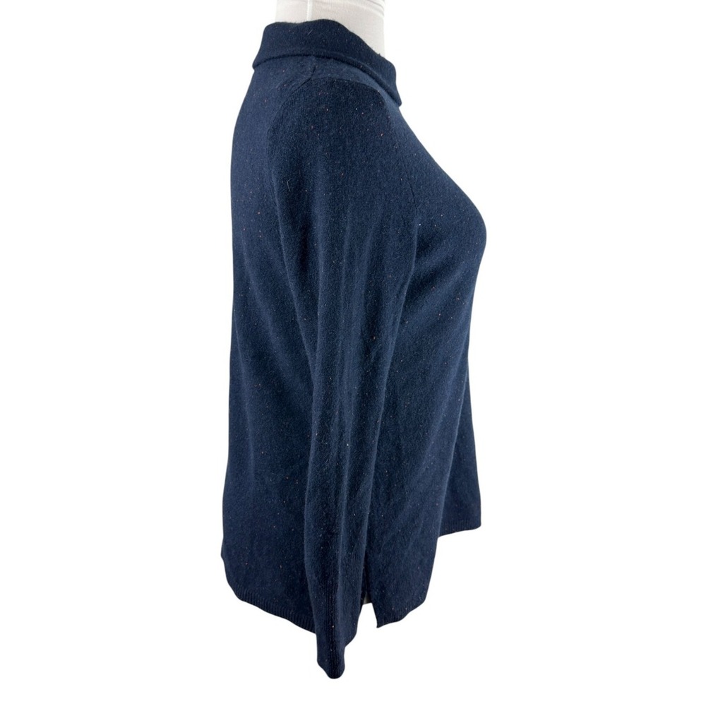 *Flawed Talbots Cashmere Sweater Sabrina Donegal LP Large Petite Navy Speckled - Picture 9 of 12